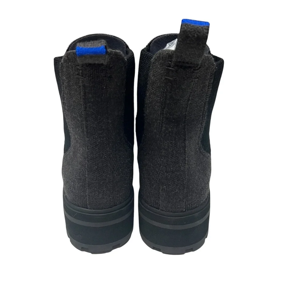 Rothy's Classic Lug Sole Boot 7 Charcoal Merino Wool Chelsea Sustainable NWOT